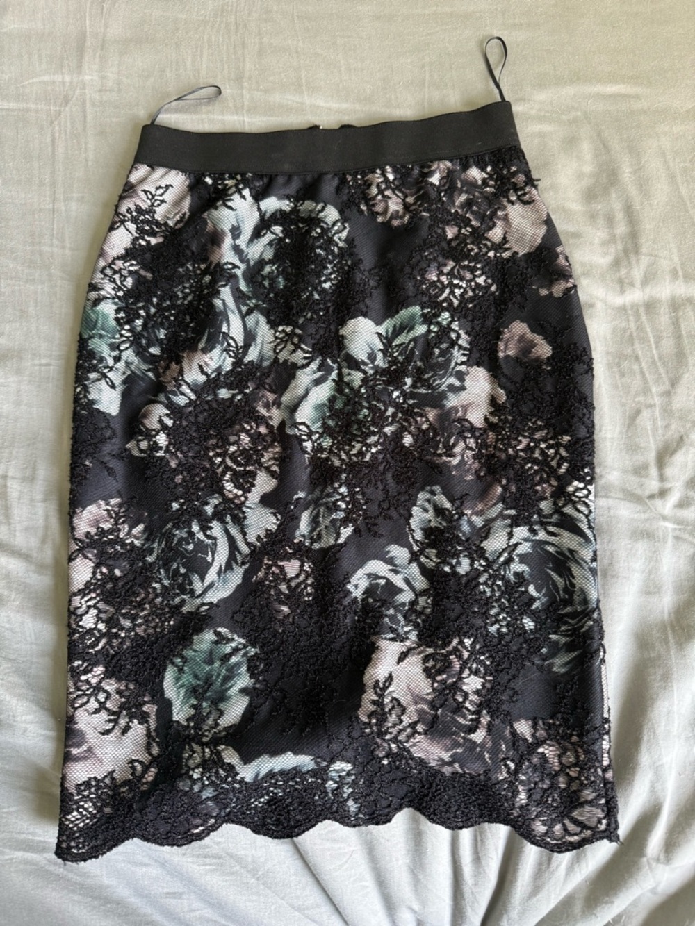 Coast Floral Lace Pencil Skirt in Black, Pink and Pale Green